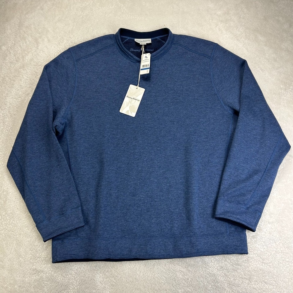 NWT Tommy Bahama Flip Coast Abaco Reversible Sweatshirt Mens XL Blue Heather